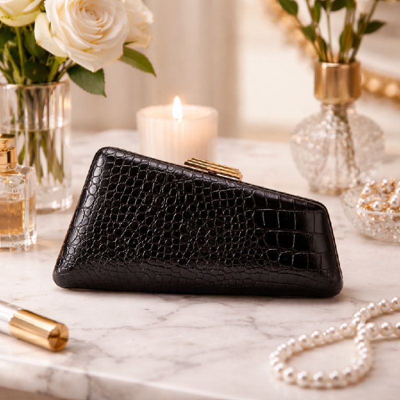 Mini Bag Evening Clutch - Unique Shape Clutch Bag. Shoulder Snakeskin