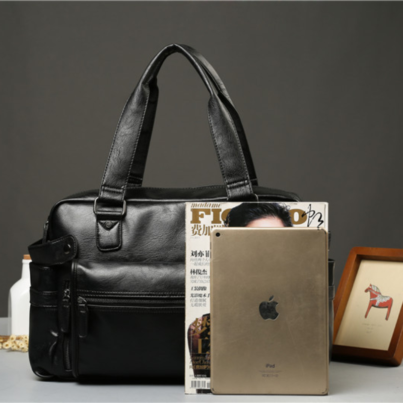 Men PU Leather Briefcase Top-H - Luxury Zipper Bags reseña y precio
