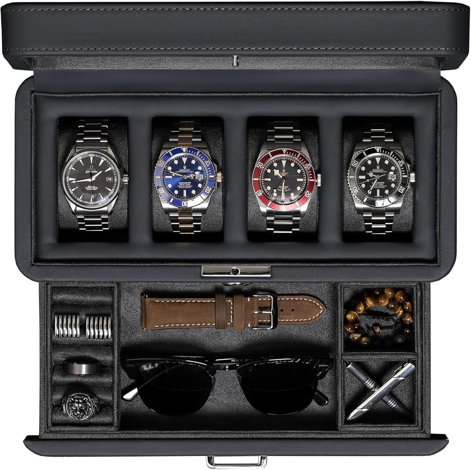 Luxury 4-Slot Watch Box with V - Luxury Bags Women reseña y precio