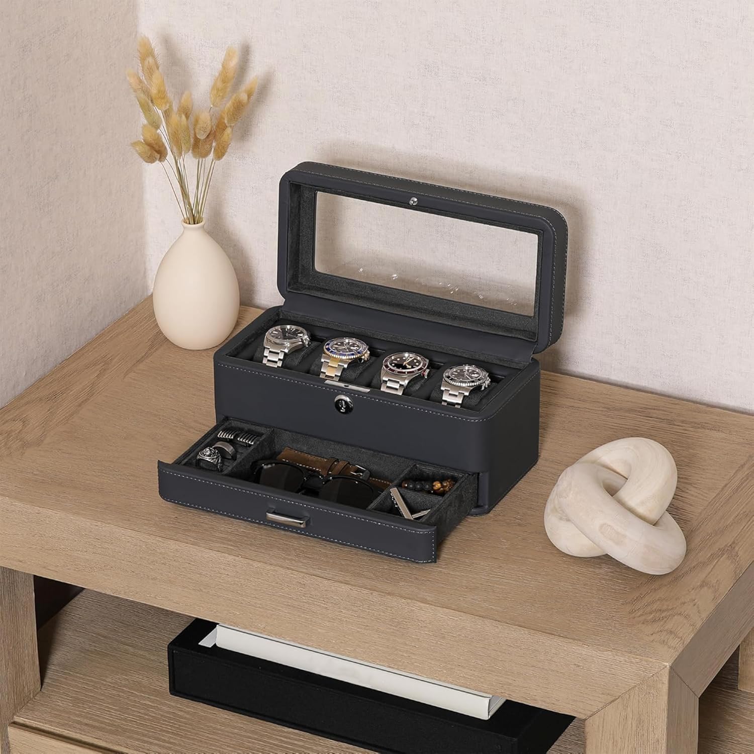 Luxury 4-Slot Watch Box with V - Luxury Bags Women reseña y precio