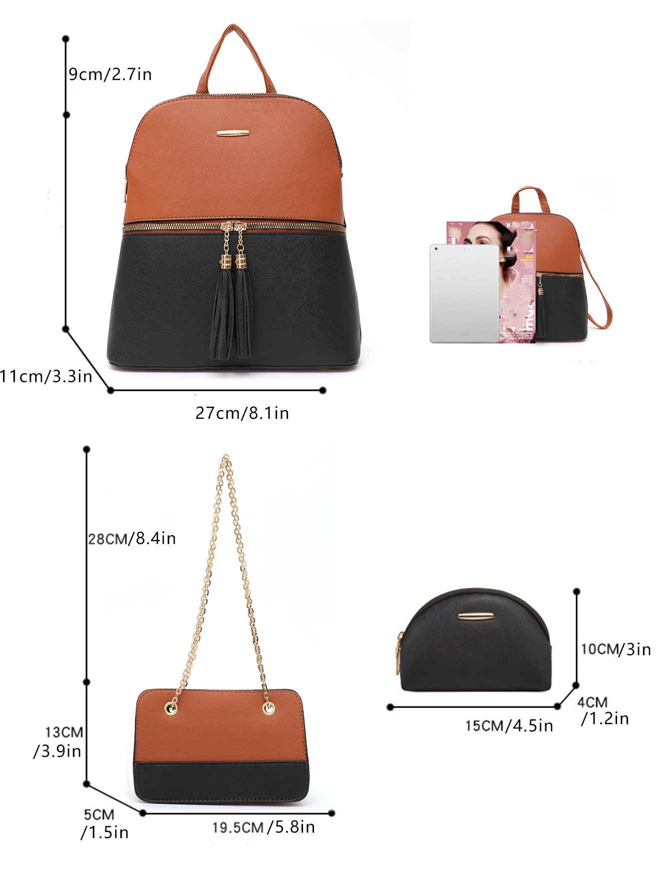 4 PCS Bags Set Women's Fashion - Luxury Zipper Bags reseña y precio