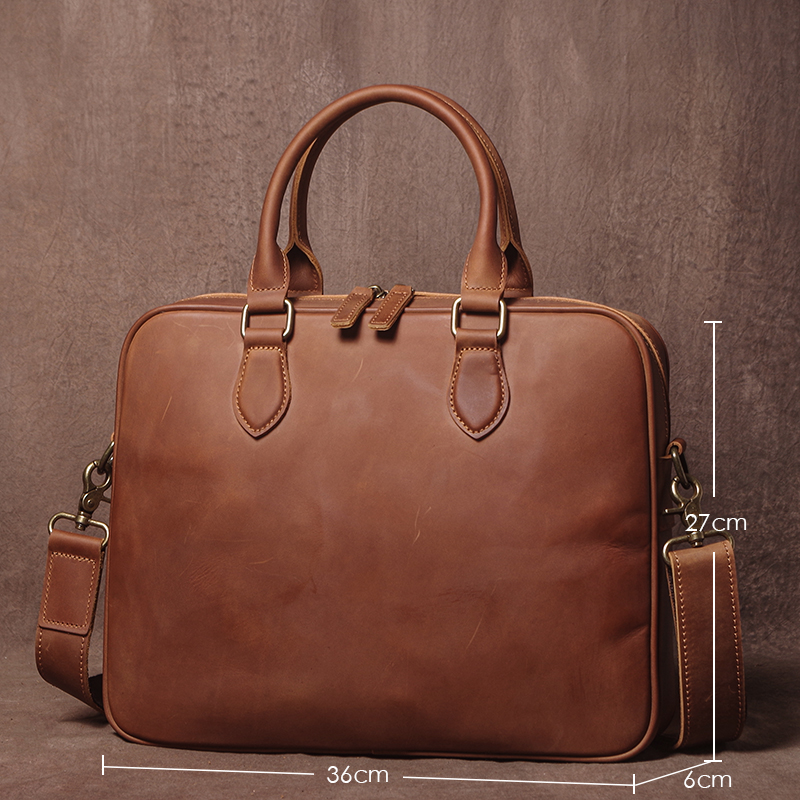 GURO Men Crazy Horse Cowhide B - Luxury Zipper Bags reseña y precio